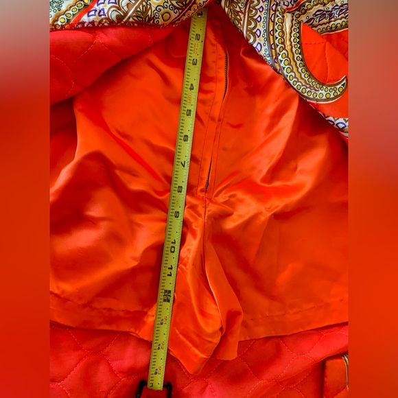 NWT! VTG 70s Maxi Skirt Attached Shorts Hot Pants Quilted Orange Psychedelic - Picture 12 of 14